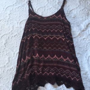 Dark purple patterned spaghetti tank